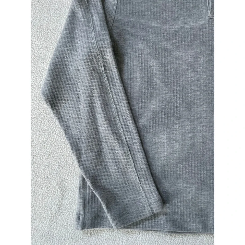 Banana Republic Mens Medium Pullover Gray Ribbed Mock Neck Henley Cotton Sweater